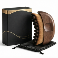 Nouvelle Arrivée Brosse à Joues Portable pour le Contour du Visage en Poils Synthétiques avec Manche en Bois, Outil de Massage Anti-Poches pour le Maquillage
