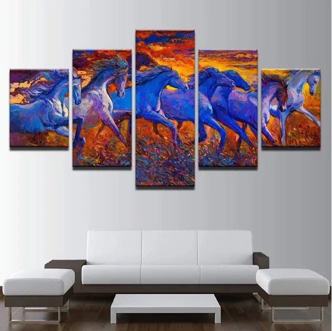 Running Horses Art Safari Canvas Wall Art Prints Watercolour Prints Paintings Wild Animal Posters