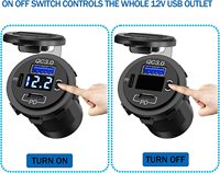 Cargador de Enchufe Profesional de 12V, PD 24W 4.8A, 3 Puertos, QC3.0, Carga Rápida para Teléfono Inteligente, USB-C, USB-A, Pantalla Digital de Voltaje, 12-24V
