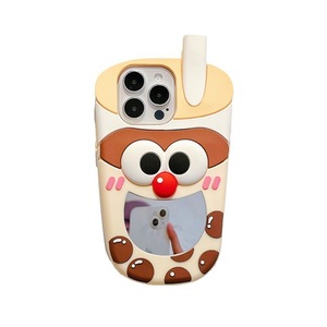 Nueva funda de teléfono de moda Milk Tea Little Brother con espejo para iPhone 12 13 14 15 16 Pro Max funda de teléfono de silicona a prueba de golpes - Product Image 1