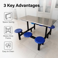 Vente directe d'usine, mobilier de restaurant, tables et chaises pliantes en acier inoxydable pour écoles, entreprises, cafétérias