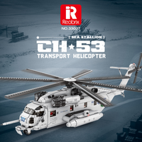 Reobrix 33037 helikopter transportasi CH-53E, mainan DIY blok bangunan untuk anak-anak konstruksi Rakitan