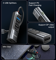 HB23 Yesido Support PD 100W Charge rapide Transfert de données ultra rapide Coque en alliage d'aluminium Hub USB 5 en 1