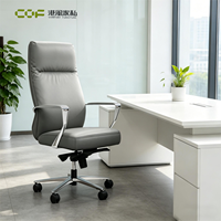 Chaise de bureau ergonomique en cuir à dossier haut avec roulettes, chaise de direction de luxe pour salon