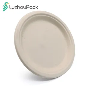 LuzhouPack Custom 9 Inch Dishes Paper Plates Biodegradable Plates Disposable Sugarcane Bagasse Plates