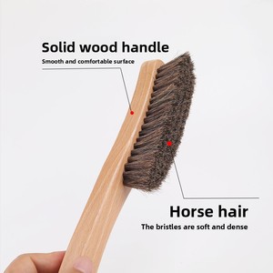 Cepillo para zapatos de pelo de caballo con mango de madera de haya para pulir y descontaminar cuero y gamuza, tamaños grande y pequeño - Product Image 2