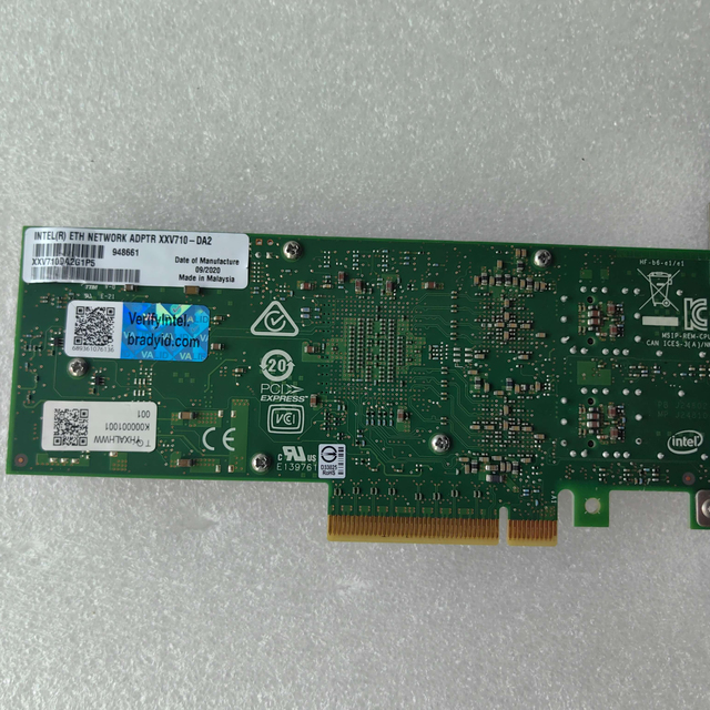 Used Intel XXV710-DA2 PCI-E Dual-Port 10Gbps SFP28 Optical Wired Ethernet Adapter Card X710 Chip for Server