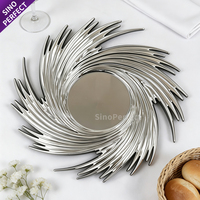 Assiettes rondes en plastique pour la restauration, assiettes de présentation pour hôtels, restaurants, mariages, événements, fêtes, assiettes de présentation en plastique plaqué or
