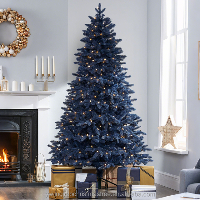 Blue Tree PE&PVC DIY Standing LED Fiber Optical Christmas Tree with Lights OEM/ODM Holiday Christmas Tree for Festive Decor