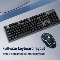 Ensemble clavier et souris filaire AOC KM100, noir, rétroéclairage arc-en-ciel, sensation mécanique, 104 touches, USB, pour jeux PC et bureau