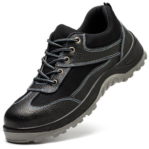 Zapatos de Seguridad de Caña Baja para Hombre, con Puntera de Acero, Parte Superior de Cuero Vacuno Transpirable, Antideslizantes, para la Industria de la Construcción - Product Image 1