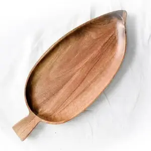 木製プレートアフタヌーンスナックリーフ型ディナープレートチーズ寿司パン朝食プレートセット
