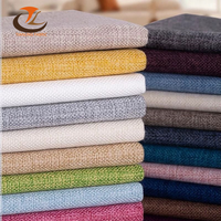 Tissu en toile tissée 100% polyester aspect lin - Doux, durable, imperméable, poids moyen, pour ameublement de canapé, rideaux, nappes, maison