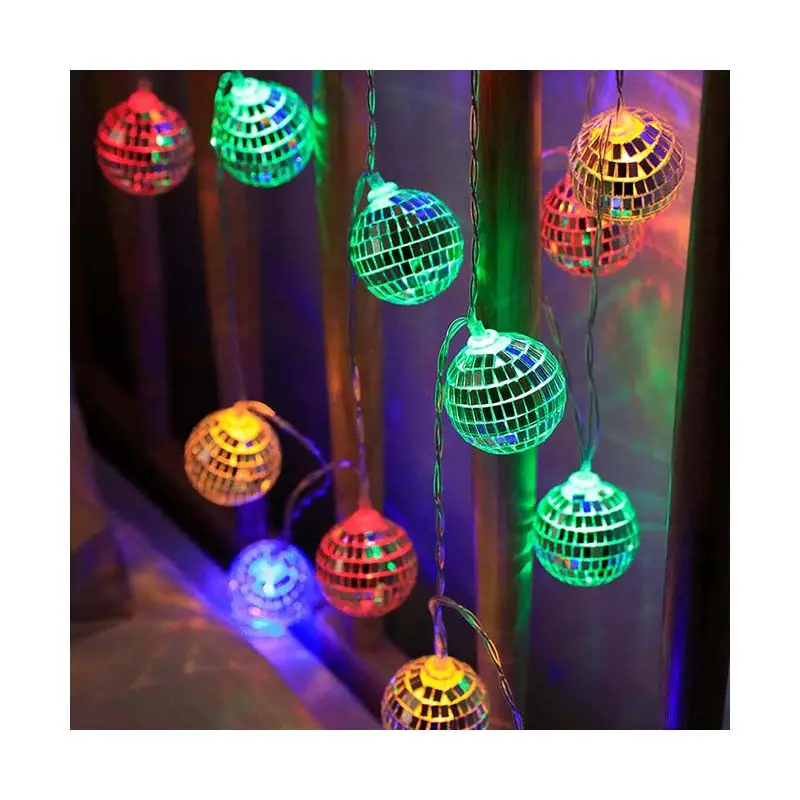 Boule miroir LED transfrontalière guirlande lumineuse batterie disco lumineuse colorée s ktv bar décoration atmosphère