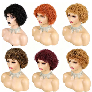 Letsfly Pelucas Hechas a Máquina con Flequillo 350 a 17$ #   Pelucas Rizadas de Color, Pelucas de Cabello Humano al por Mayor para Mujeres Negras 679 - Product Image 1