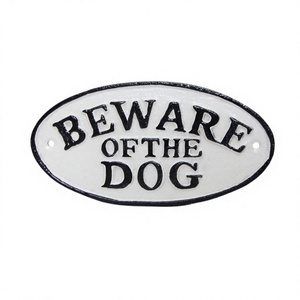 Méfiez-vous du chien signe mural forme ovale métal de haute qualité vente chaude signe général et plaque personnalisée en métal à des prix bon marché - Product Image 1