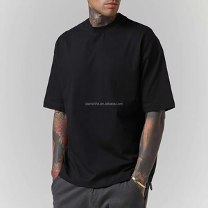 Nuevo estilo Streetwear Tallas grandes Camisetas para hombres Camisas de diseñador de cuello redondo para hombres Camiseta de hombro caído de gran tamaño Fabricante - Product Image 2