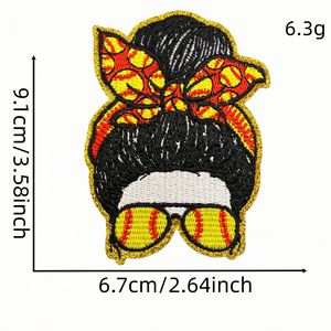 Patchs thermocollants brodés pour le jour <span class=keywords><strong>de</strong></span> match <span class=keywords><strong>de</strong></span> baseball, motifs Léopard, Éclair, Feu, Chignon désordonné, Gant, pour vêtements, jeans et vestes - Product Image 3