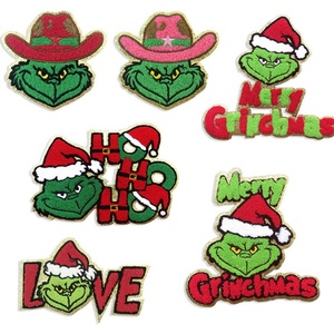Wholesale Custom Eco-Friendly High Quality Christmas Iron-On Chenille Embroidered Patches with Sequins for <strong>Grinch</strong> <strong>Clothing</strong> - Product Image 3