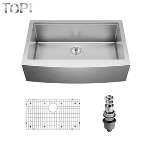 Évier de cuisine artisanal en acier inoxydable 304, style ferme, 33 pouces, cuve unique, façade à tablier, surface brossée, rebord intégré, CUPC - Product Image 1