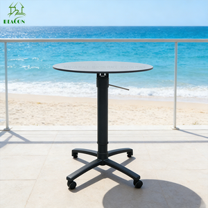 Mesa de Bar Alta de Aluminio para Restaurante o Cafetería, Resistente al Agua, Elevable, para Exteriores, Mesa Redonda para Patio o Jardín <span class=keywords><strong>con</strong></span> <span class=keywords><strong>Ruedas</strong></span> - Product Image 1