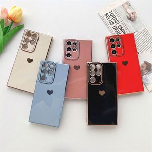 Mode Placage Amour Coeur Téléphone étui pour <span class=keywords><strong>samsung</strong></span> <span class=keywords><strong>Galaxy</strong></span> S23 Ultra S24 A52 A53 A13 5G Silicone Souple Fille Couverture Arrière - Product Image 1