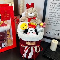 Bouquet de Noël créatif avec peluches Mickey et Capybara West Highland – Cadeau d'anniversaire style girly pour petite amie