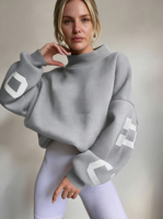 Sweat-shirt personnalisé pour femme à col montant, col à nœud, en molleton de coton épais, coupe oversize