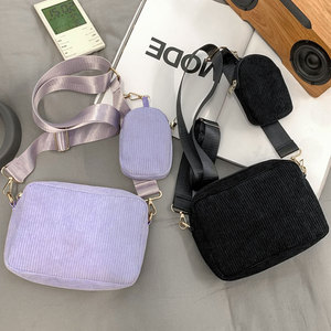 Bolso Bandolera Pequeño con Bolsa Extraíble, Bolso Cruzado de Pana con Rayas para Teléfono Celular, para Viajes y Correr, para Chicas - Product Image 1