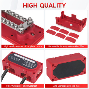 Heavy Duty Bus Bar 12 Position M6 <b>Terminal</b> Block Red Copper Screw Connection 48V Power Distribution Panel - Product Image 2