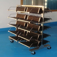 Chariot de stockage industriel antistatique Leenol OEM personnalisable à quatre roues pour cartes PCB, chariot de circulation réglable