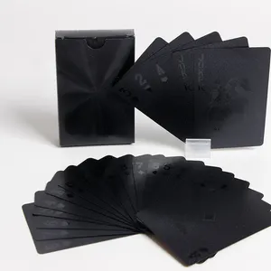 Black Index Poker Playing Cards 100% Plastic PVC Customized LOGO Normal Factory Bulk Custom Playing Cards