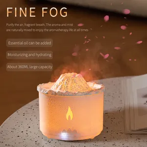 Shouming 2024 Nieuwe Producten Vlam Aroma Diffuser Desktop Kaarslicht Vulkanische Aroma Diffusor Met Nachtlicht Aroma Diffuser