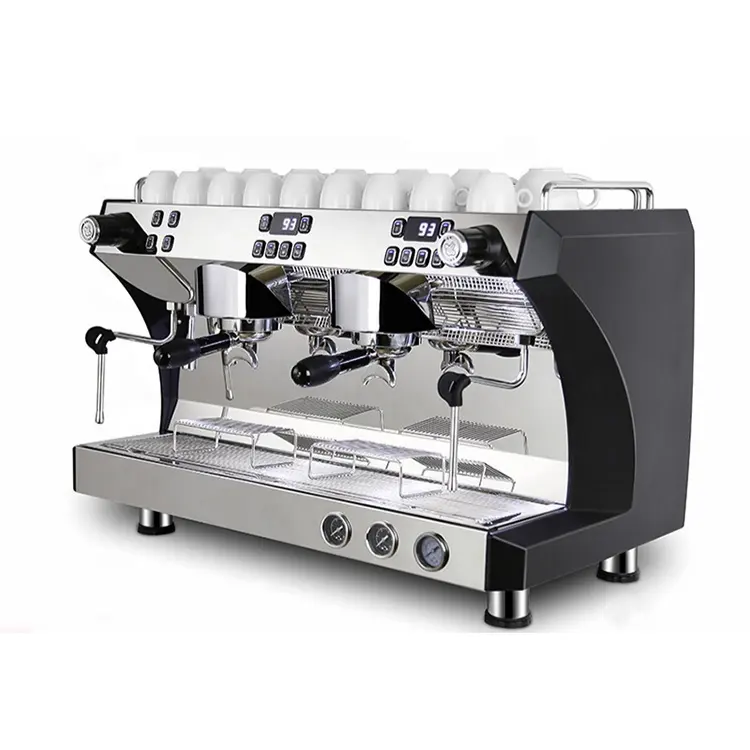 المهنية التجارية باريستا قهوة كابوتشينو صانع الصين 2 مجموعة التلقائي القهوة موكا ماكينة إسبريسو للبيع