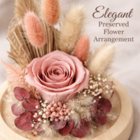 Mini Bouquet de Roses Éternelles sous Cloche en Verre – Décoration Florale Délicate pour Table – Qualité Studio – Rose – Saint-Valentin