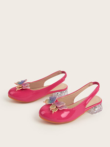 Sandalias de Tacón Grueso con Pedrería de Mariposa para Niñas, Zapatos de Vestir Versátiles para Fiestas de Verano para Niños - Product Image 6