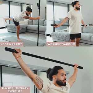 Bastone elasticizzato per Yoga in bambù naturale da 5 piedi con manici antiscivolo accessori per <span class=keywords><strong>Pilates</strong></span> Fitness - Product Image 6