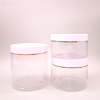 Pots transparents Récipient de gommage corporel cosmétique Pots en plastique PET vides avec couvercles en or