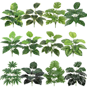 Feuilles de plantes vertes artificielles 30cm-100cm de haut, simulation réaliste en plastique, décoration intérieure, décoration de mariage, bouquet de Pothos Cosmos - Product Image 2