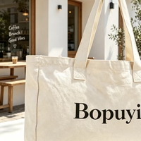 Sac fourre-tout en toile de coton recyclé imprimé sur mesure Miles avec fermeture éclair, poignées en sangle, motif lettres, taille moyenne, vierge, vente en gros