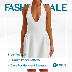 Tùy Chỉnh Nhà Sản Xuất Sexy Thời Trang Sang Trọng Phụ Nữ Halter Đế Chế Eo Backless Mùa Hè Trắng Đảng Phụ Nữ Mini Dress - Product Image 1