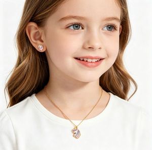 Nouveau <span class=keywords><strong>collier</strong></span> pour enfants <span class=keywords><strong>en</strong></span> acier inoxydable brillant à double cœur, sans nickel - Product Image 4