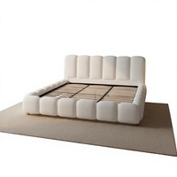 Cadre de lit rembourré doux et moelleux, design européen, lit plateforme en tissu taille King pour chambre à coucher