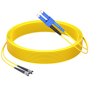 Cavo Patch in Fibra Ottica da 1m (3ft) 2 Fibre LC UPC Duplex a ST UPC Duplex Single Mode (OS2) Riser (OFNR) 2.0mm con Buffer Stretto Giallo - Product Image 1