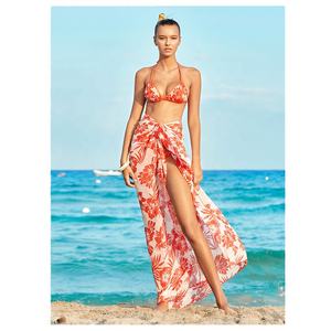 Fashion Printed Long Cover up Beachwear Swimwear Bikini Flowy 3 Piece <strong>Beach</strong> Dress - Product Image 2