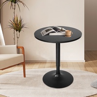 Table de bar à cocktails réglable en hauteur et peu encombrante avec plateau rond en MDF, table de bistrot avec base pivotante noire