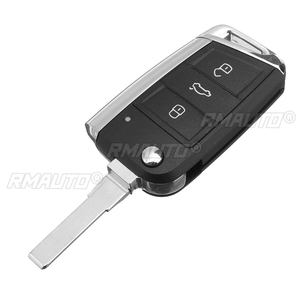 NUEVA Carcasa de Llave Remota Negra de 3 Botones, Funda Protectora para Llave Plegable para Volkswagen VW Golf MK7 2012+ - Product Image 4