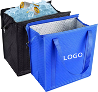Sac isotherme non tissé avec doublure en aluminium, réutilisable, grande capacité, poignées en sangle, logo personnalisé, vente en gros