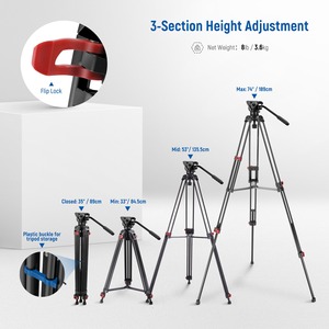Para <span class=keywords><strong>NEEWER</strong></span> 74 \ "Pro Video Heavy Duty Aluminio Trípode con cabeza fluida 360 ° Pan Tilt para cámara DSLR y videocámara - Product Image 2