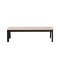 Table basse rectangulaire industrielle minimaliste réglable, plateau en placage de bois, pieds cylindriques en fer, marque DGT, pour salon